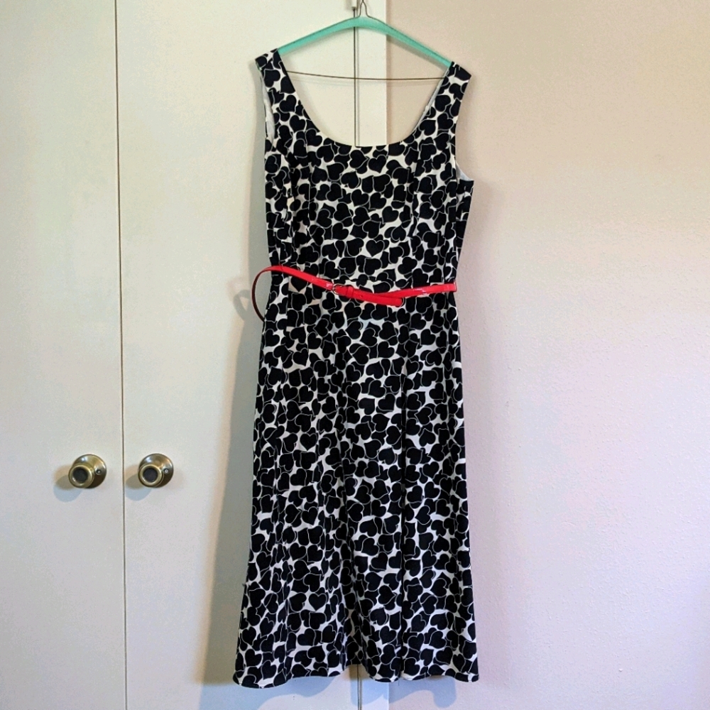 Sleeveless Hearts Dress with Patent Shiny Red Belt